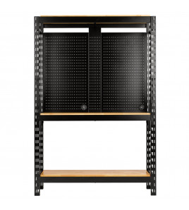 BUNKER® 17 Piece Modular 3 Tier Racking with Hardwood Shelving and Pegboards, 1500mm