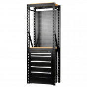 BUNKER® 13 Piece Modular Storage Combo 2 Tier Racking with Hardwood Shelving, Pegboard and Floor Cabinet, 750mm