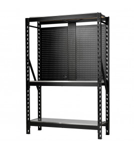 BUNKER® 17 Piece Modular 3 Tier Racking with Stainless Steel Shelving and Pegboards, 1500mm