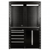 BUNKER® 15 Piece Modular Storage Combo 2 Tier Racking with Stainless Steel Shelving, Pegboards and Floor Cabinets, 1500mm