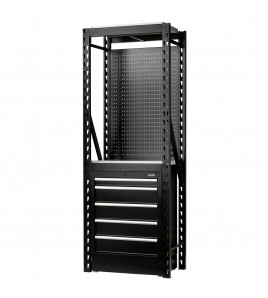 BUNKER® 13 Piece Modular Storage Combo 2 Tier Racking with Stainless Steel Shelving, Pegboard and Floor Cabinet, 750mm