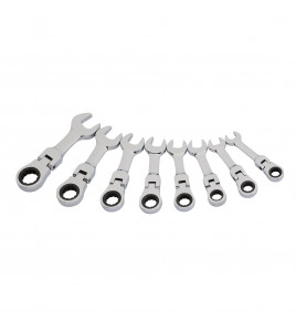 Draper HI-TORQ® Metric Stubby Flexible Head Ratchet Combination Spanner Set (8 Piece)