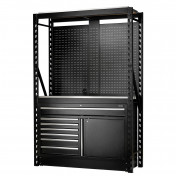 BUNKER® 14 Piece Modular Storage Combo 2 Tier Racking with Stainless Steel Shelving, Pegboards and Floor Cabinet, 1500mm