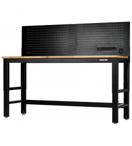 BUNKER® Workbench with Hardwood Worktop and Power Pegboard, 1830mm