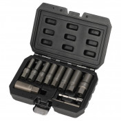 Spiral Type Deep Bolt Extractor Set, 3/8 Sq. Dr. (11 Piece)