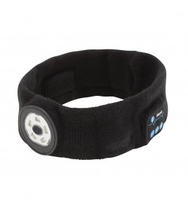 Smart Wireless Rechargeable Headband with LED Head Torch and USB Charging Cable, Black, One Size