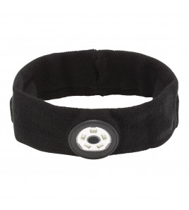 Smart Wireless Rechargeable Headband with LED Head Torch and USB Charging Cable, Black, One Size