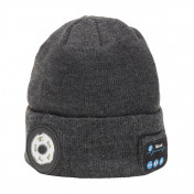Smart Wireless Rechargeable Beanie with LED Head Torch and USB Charging Cable, Grey, One Size
