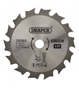 TCT Multi-Purpose Circular Saw Blade, 165 x 20mm, 14T