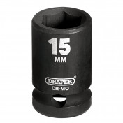 Draper Expert HI-TORQ® Impact Socket, 1/2 Sq. Dr., 15mm