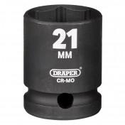 Draper HI-TORQ® Impact Socket, 1/2 Sq. Dr., 21mm