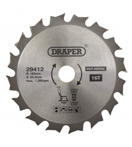 TCT Multi-Purpose Circular Saw Blade, 185 x 25.4mm, 16T