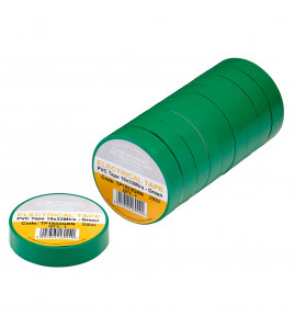 Green PVC Electrical Insulation Tape, 19mm x 33m (Pack of 10)