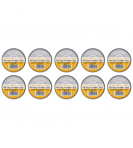 Grey PVC Electrical Insulation Tape, 19mm x 33m (Pack of 10)