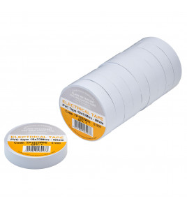 White PVC Electrical Insulation Tape, 19mm x 33m (Pack of 10)