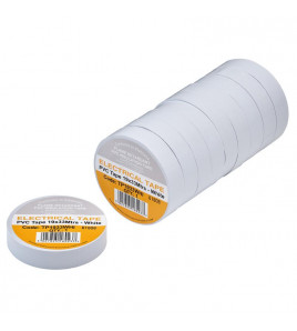 White PVC Electrical Insulation Tape, 19mm x 33m (Pack of 10)