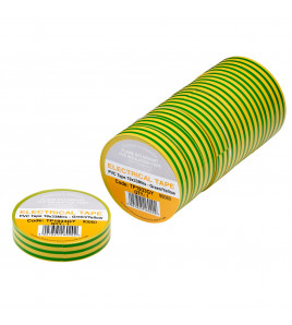 Green/Yellow PVC Electrical Insulation Tape, 19mm x 33m (Pack of 10)