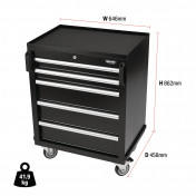 BUNKER Modular Mobile Cabinet, 5 Drawer, 646mm