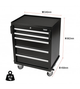 BUNKER Modular Mobile Cabinet, 5 Drawer, 646mm