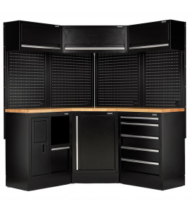 BUNKER® 18 Piece Modular Storage Corner Combo with Hardwood Worktop, 3454mm