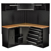 BUNKER® 18 Piece Modular Storage Corner Combo with Hardwood Worktop, 3454mm