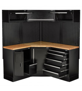 BUNKER® 18 Piece Modular Storage Corner Combo with Hardwood Worktop, 3454mm