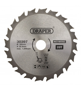 TCT Multi-Purpose Circular Saw Blade, 185 x 25.4mm, 20T