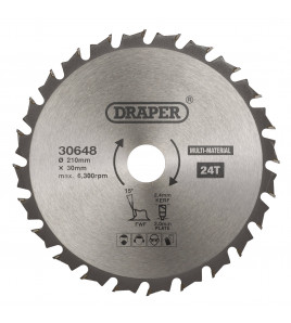 TCT Multi-Purpose Circular Saw Blade, 210 x 30mm, 24T