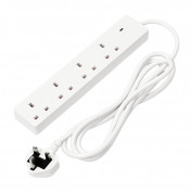 4 Way White Extension Lead, 2m