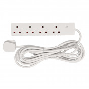 4 Way White Extension Lead, 5m