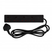4 Way Black Extension Lead, 2m