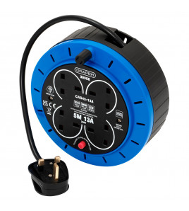 230V 13A 4 Socket Cassette Reel, 5m