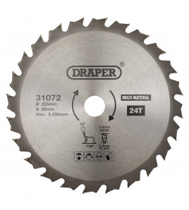 TCT Multi-Purpose Circular Saw Blade, 255 x 30mm, 24T