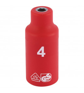 Draper Expert Fully Insulated VDE Socket, 1/4 Sq. Dr., 4mm
