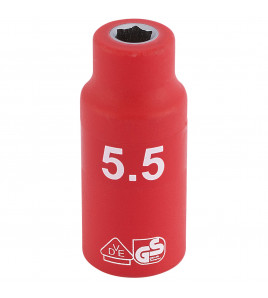 Draper Expert Fully Insulated VDE Socket, 1/4 Sq. Dr., 5.5mm