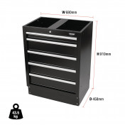 BUNKER Modular Floor Cabinet, 5 Drawer, 680mm