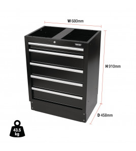 BUNKER Modular Floor Cabinet, 5 Drawer, 680mm