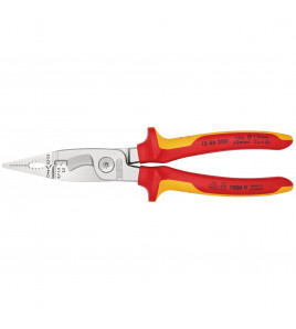 KNIPEX 13 86 200 Pliers for Electrical Installation Insulated with Multi-Component Grips, VDE-Tested Chrome-Plated, 200mm