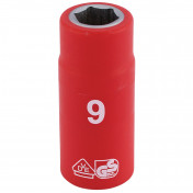 Fully Insulated VDE Socket, 1/4 Sq. Dr., 9mm