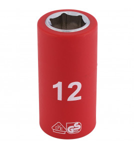 Draper Expert Fully Insulated VDE Socket, 3/8 Sq. Dr., 12mm