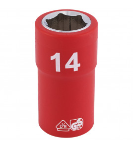 Draper Expert Fully Insulated VDE Socket, 3/8 Sq. Dr., 14mm