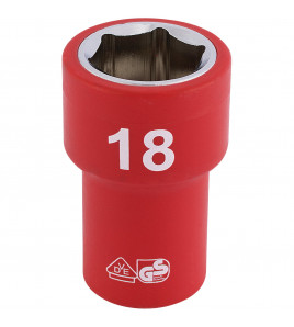 Draper Expert Fully Insulated VDE Socket, 3/8 Sq. Dr., 18mm
