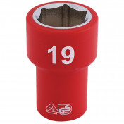 Fully Insulated VDE Socket, 3/8 Sq. Dr., 19mm