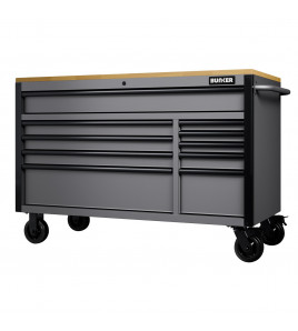 BUNKER® 10 Drawer Workbench Roller Tool Cabinet, 56, Light Grey