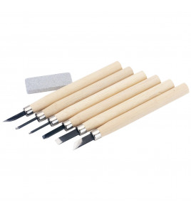 Wood Carving Set with Sharpening Stone (7 Piece)
