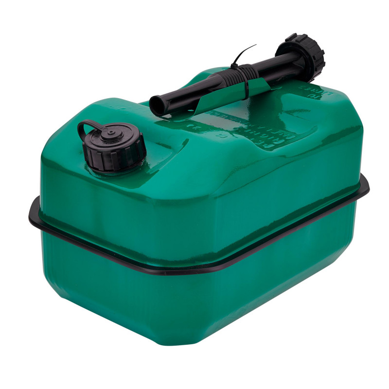 Flat Steel Fuel Can, 10L, Green