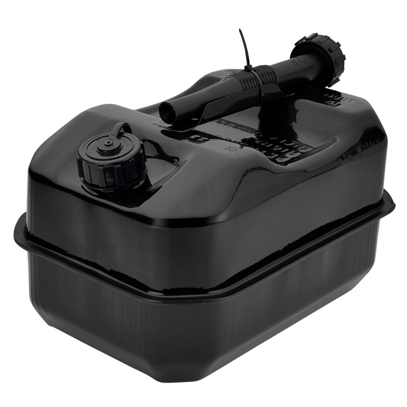 Flat Steel Fuel Can, 10L, Black