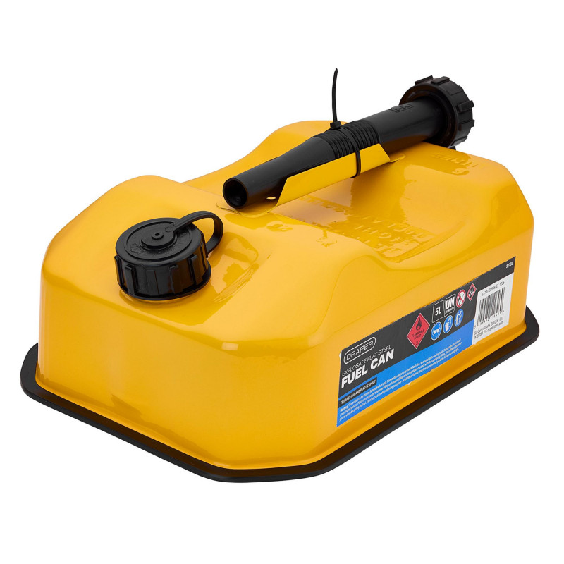 Explosafe&nbsp;Flat Steel Fuel Can, 5L, Yellow