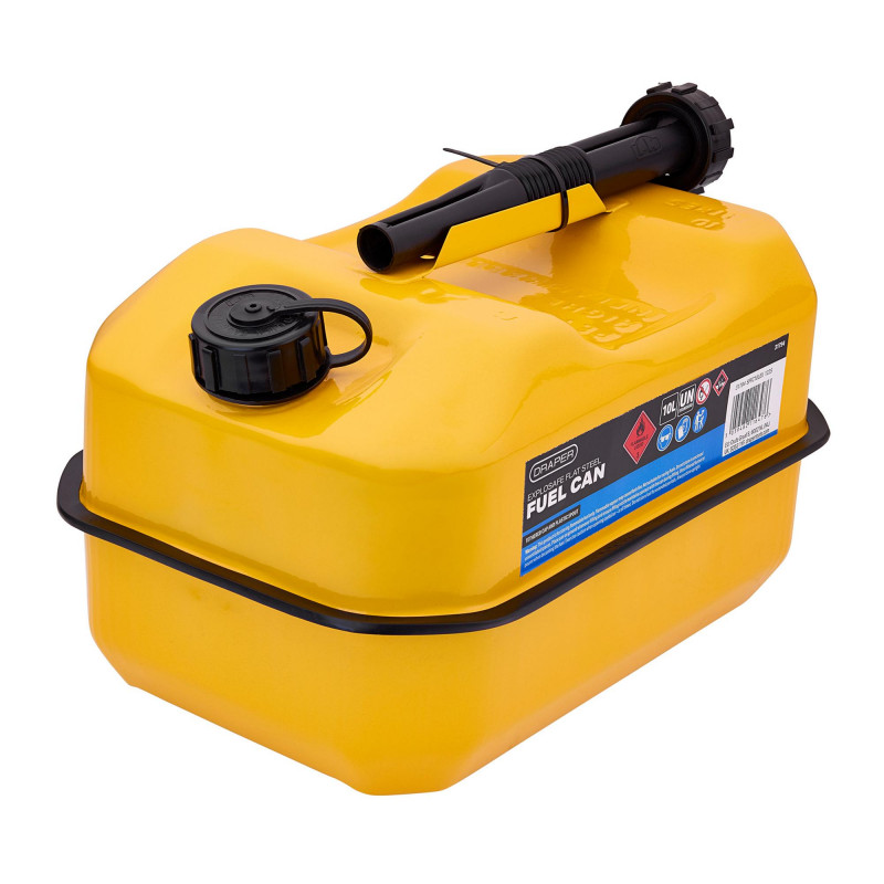 Explosafe&nbsp;Flat Steel Fuel Can, 10L, Yellow