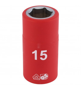 Draper Expert Fully Insulated VDE Socket, 1/2 Sq. Dr., 15mm